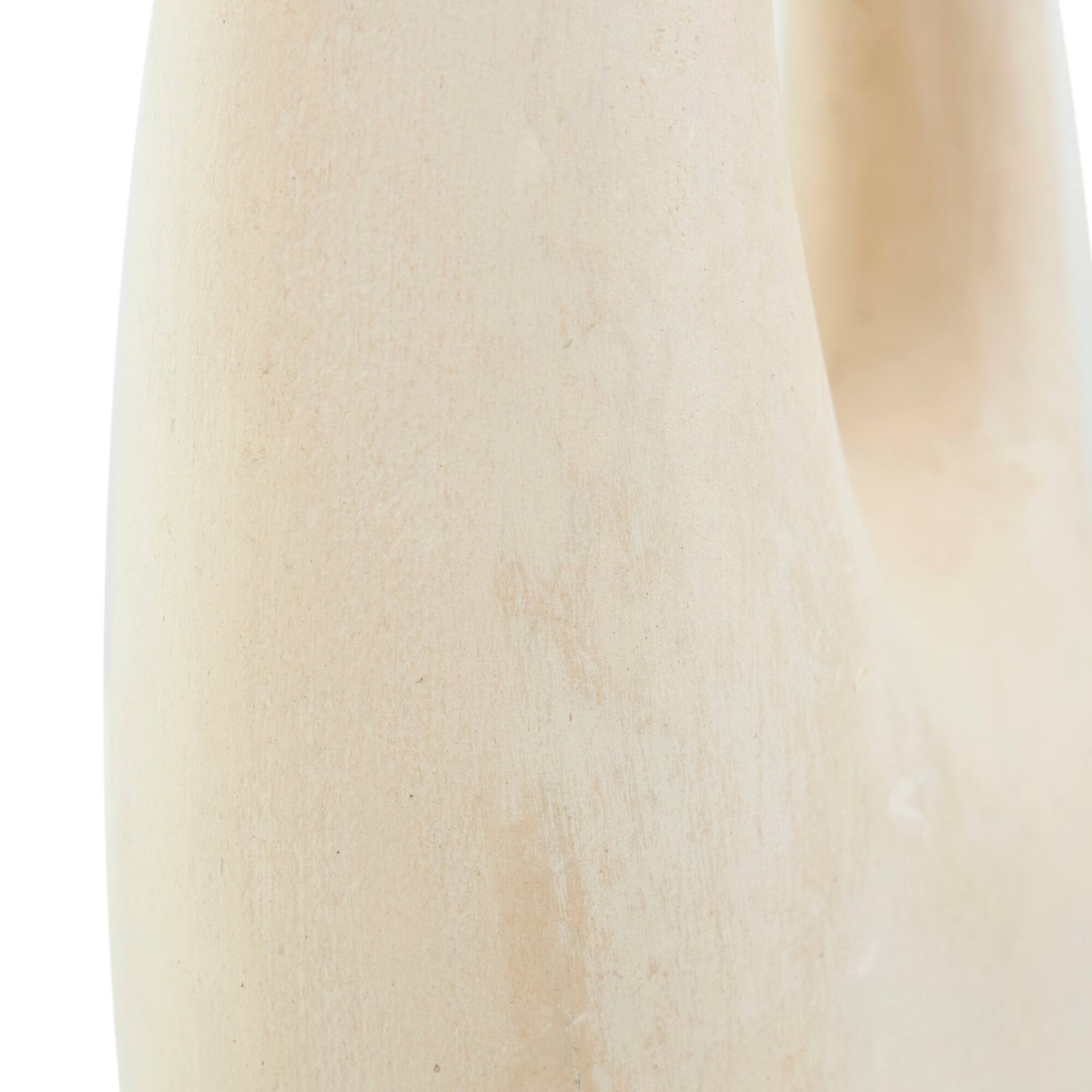 18" Beige Paper Mache Abstract Curved Vase with Handle